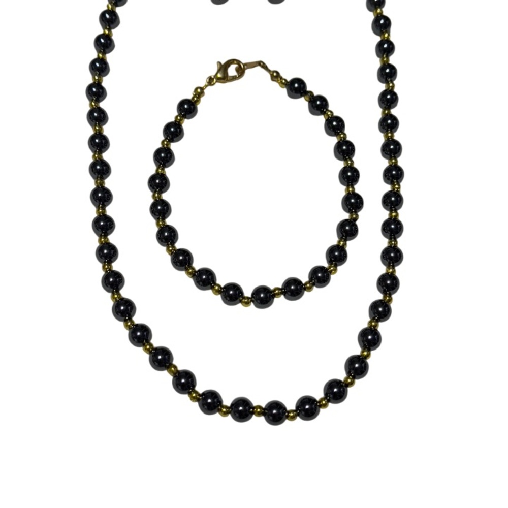 Elegant Black and Gold Beaded Jewelry Set
